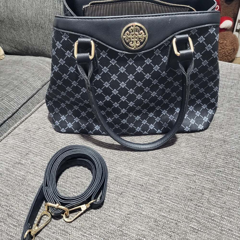 Navy blue medium size purse.